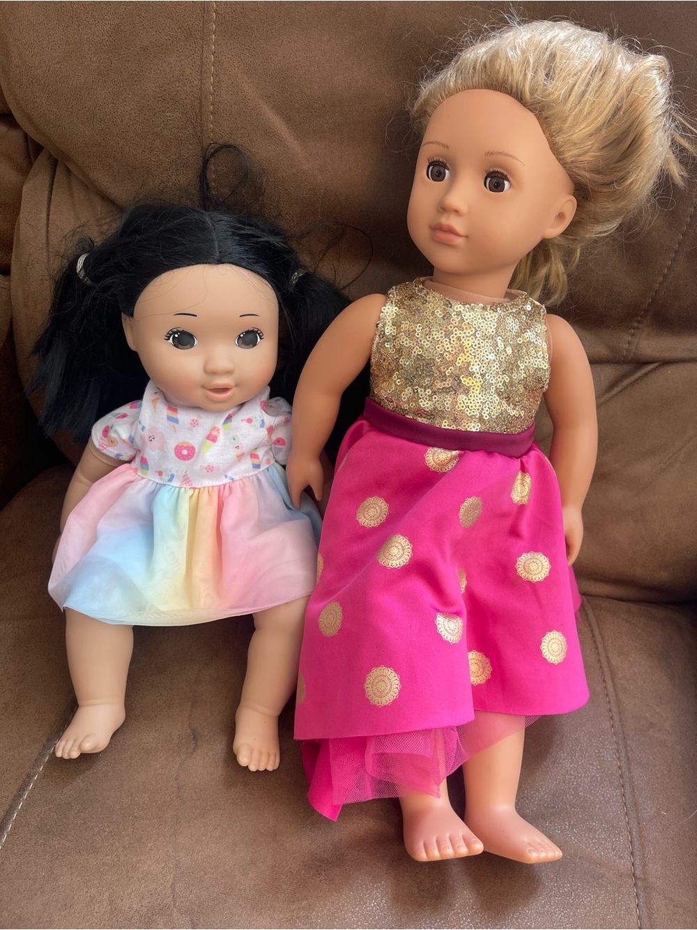 Fashion Play Doll in Pink & Gold Party Dress - Brand Unspecified